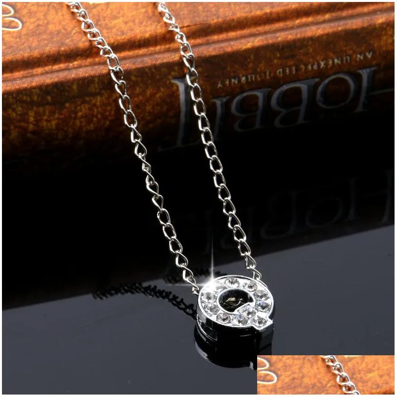a-z english alphabet letter necklace diamond crystal initials letters pendants for women girls chain fashion hip hop jewelry drop ship
