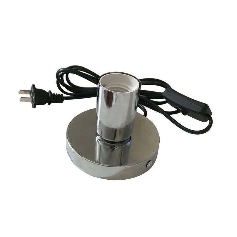 polished metal desktop lamp base 180cm cord e27 e26 base holder with onoff switch eu us plug in screw for table