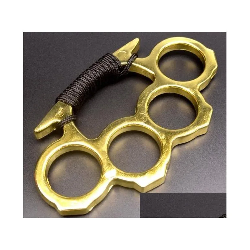 high quality metal four finger brass knuckle duster outdoor camping self defense portable edc ring tool