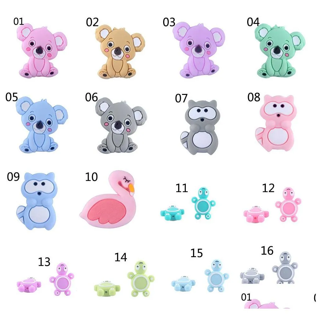 49 styles 3cm horse silicone beads for diy baby teethers necklace accessories grade bpa animal toddler teether m1960