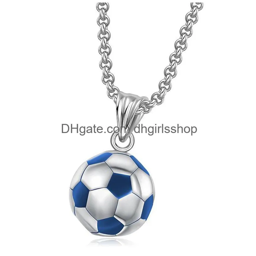 personality football pendant necklace mens hip hop necklace fashion accessories with chain