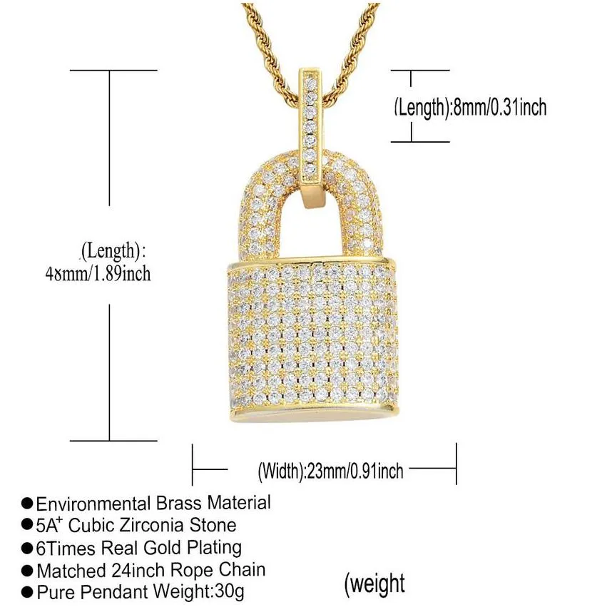 bling cubic zircon diamond lock necklace hip hop jewelry set 18k gold padlock pendant necklaces stainless steel chain fashion for women men will and ssandy