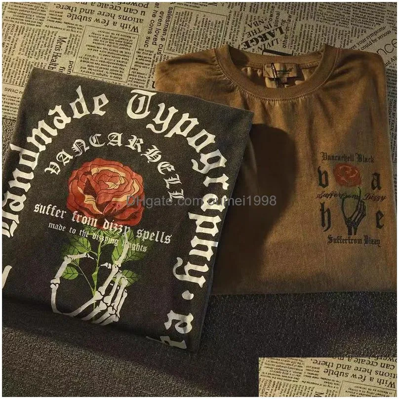 s- 5xl mens designer hoodies sweatshirts loose vintage rose skull men hoody essentials pullover loose long sleeve jumper mens high