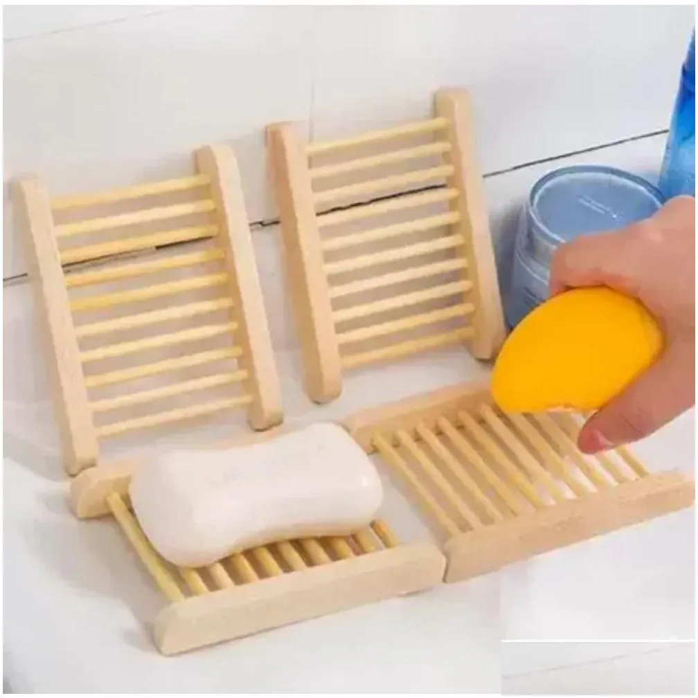 wooden soap dish natural bamboo trays wooden soap tray holder rack plate box container for bath shower bathroom wholesale