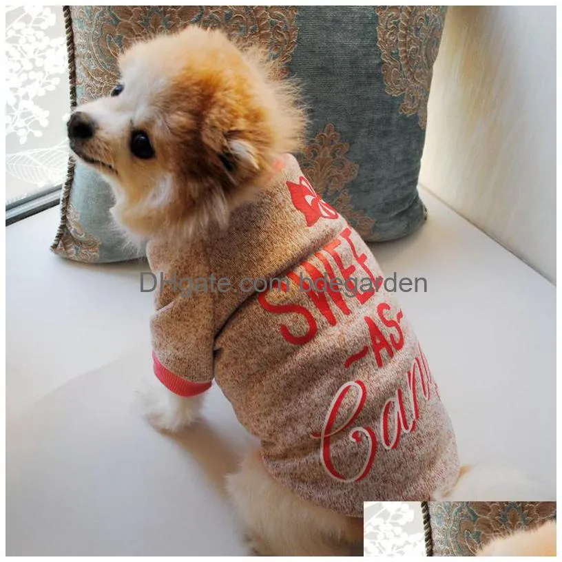 fashion dog apparel clothes knitwear sublimation printing pet sweater soft thickening warm pets shirt winter puppy sweats costume for small dogs sweet as candy