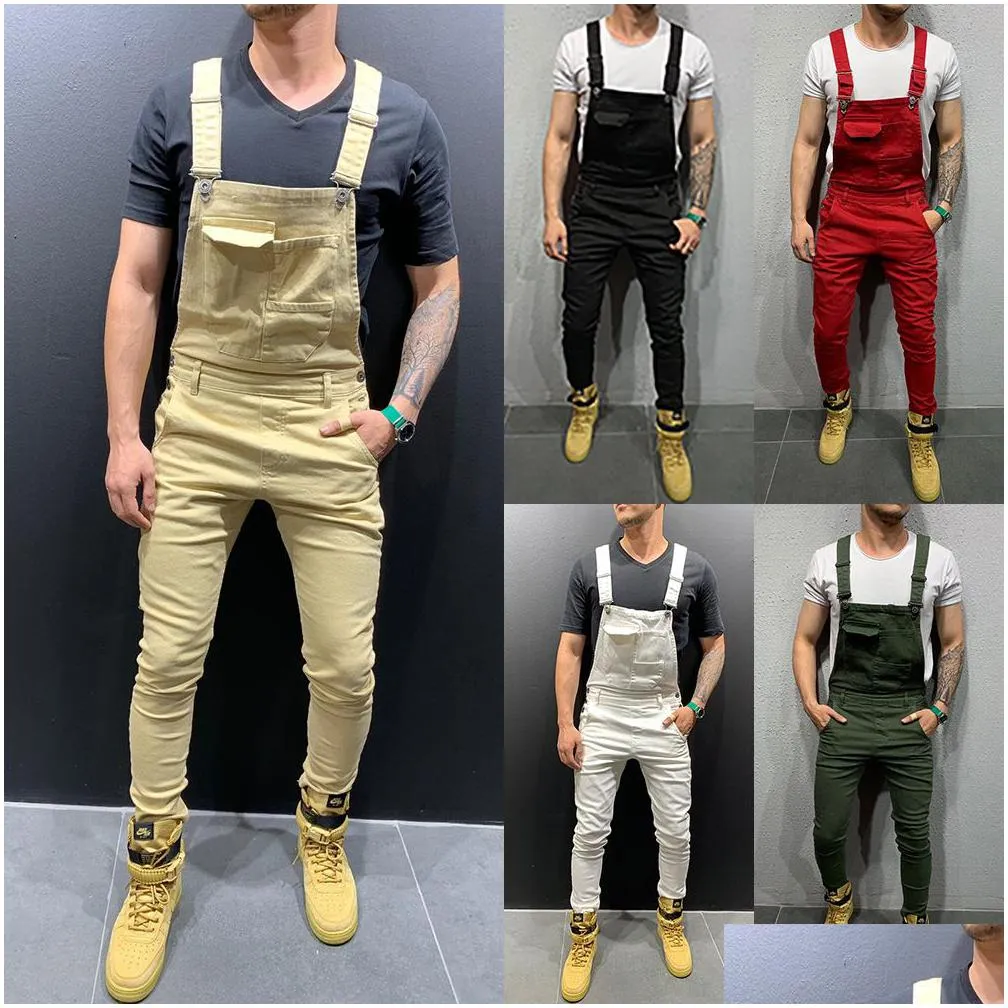 mens jeans big pocket camouflage printed denim bib overalls jumpsuits military army green working clothing coveralls fashion casual