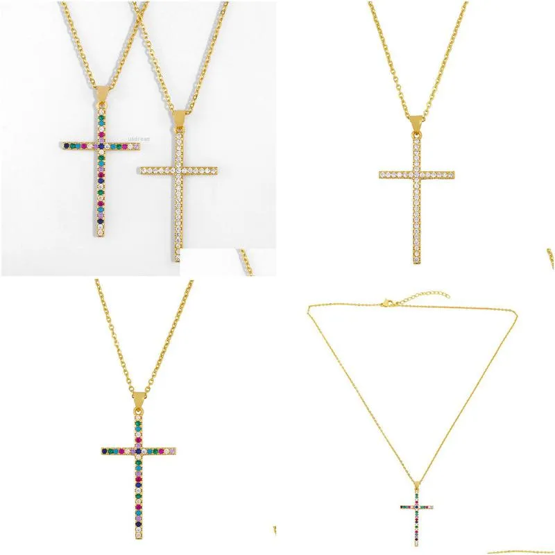 crystal cross pendant necklace 18k gold zircon necklaces chains diamond women mens fashion jewelry will and sandy