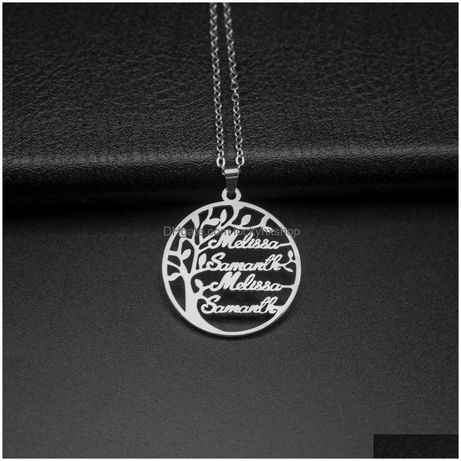 personalized necklace with family names tree of life design stainless steel gold plated birthday gifts