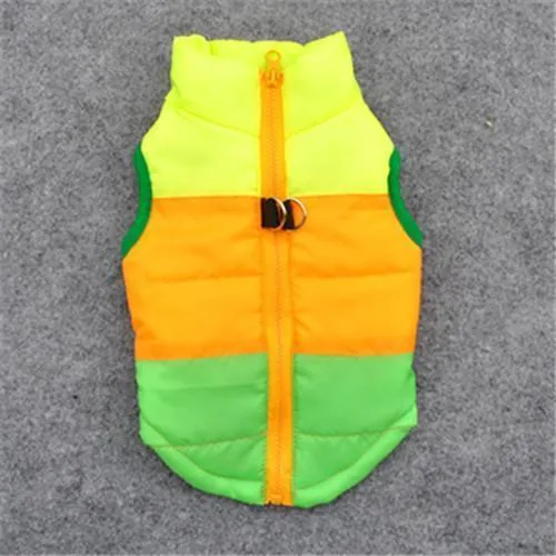 dog clothing winter thickened dog padded jacket vest feather silk cotton traction buckle