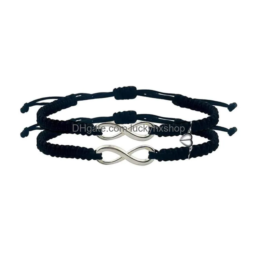 infinity lucky bracelet braided adjustable two-pack love magnetic couple bracelet