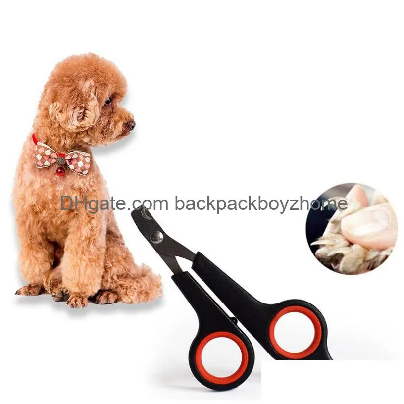 stainless steel pet nail clipper dog grooming supplies dogs cats nail scissors trimmer for pets health 10 color wholesale