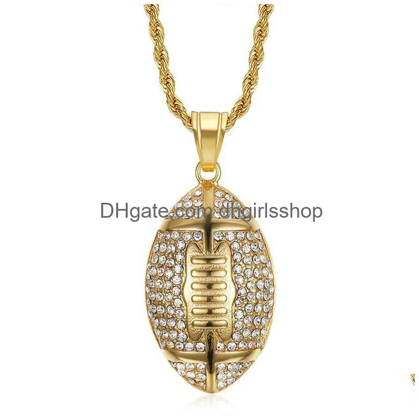 rugby pendant necklace metal mens hip hop necklace fashion jewelry accessories