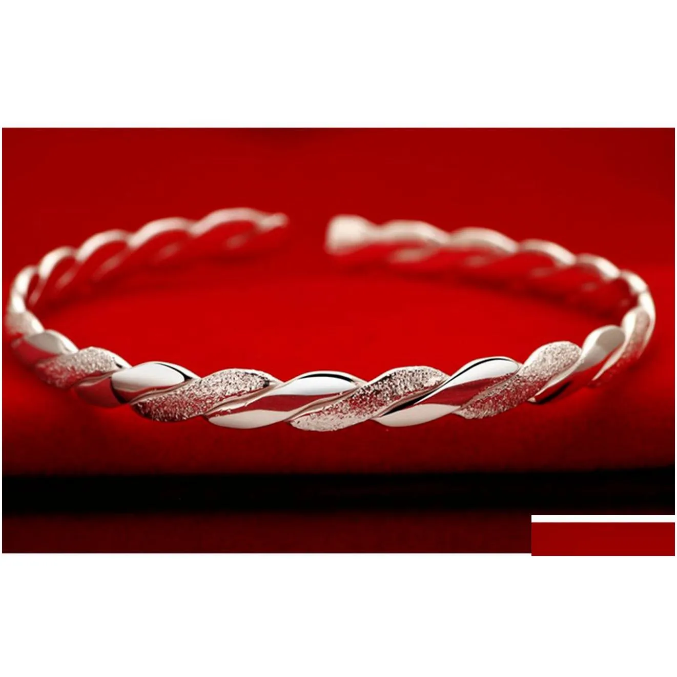 plated silver bracelet bangle cuff women braid open adjustable wristband fashion jewelry will and sandy