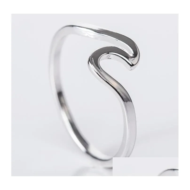 ocean wave rings simple dainty 925 sterling silver thin wave ring summer beach sea surfer personality jewelry