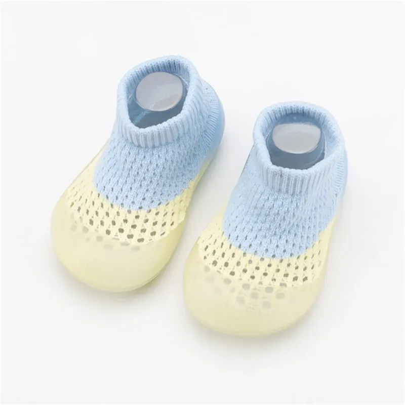 First Walkers Born Baby Sock Shoes Kids Soft Rubber Sole Non-slip Toddler Summer Children Girls Boys Color Matching Prewalker