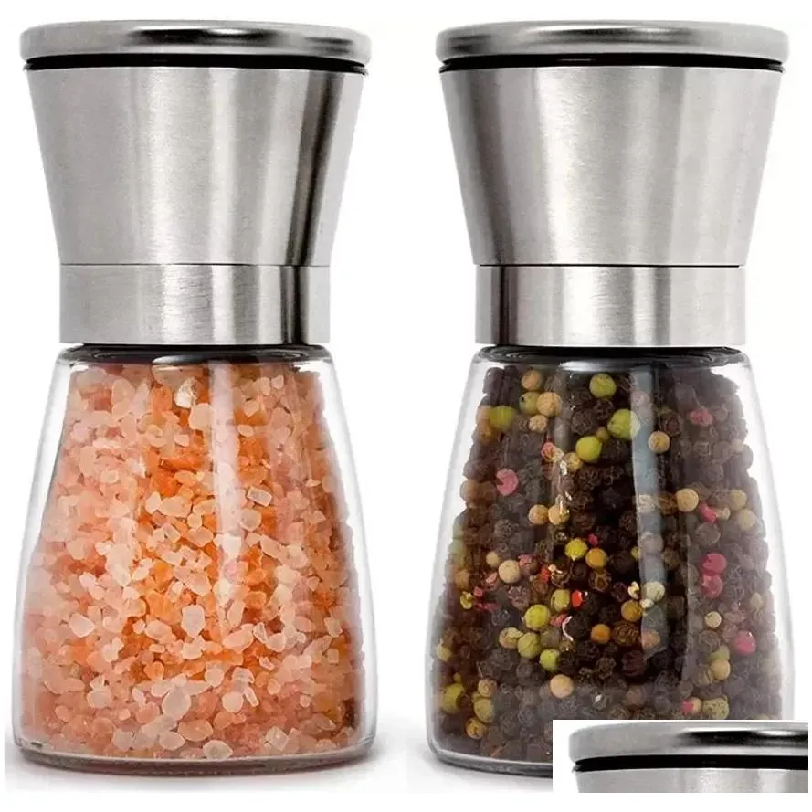 stainless steel salt and pepper grinder adjustable ceramic sea salt mill kitchen tools 