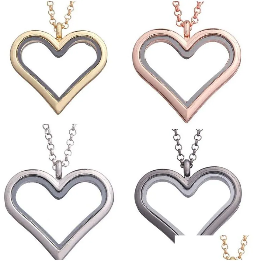 heart pendant floating locket necklace openable living memory necklaces for women children diy fashion jewlery will and sandy