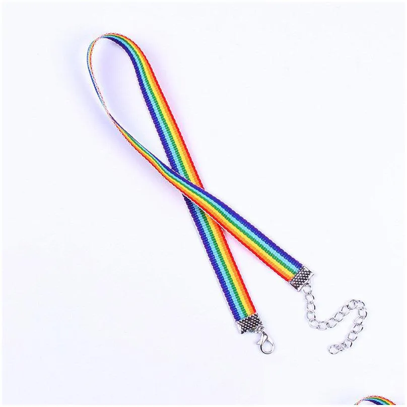 lace necklace men women gay pride rainbow choker necklaces ribbon collar hip hop jewelry drop ship