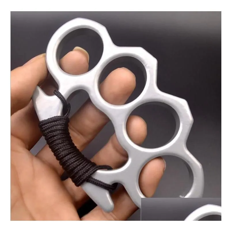 high quality metal four finger brass knuckle duster outdoor camping self defense portable edc ring tool