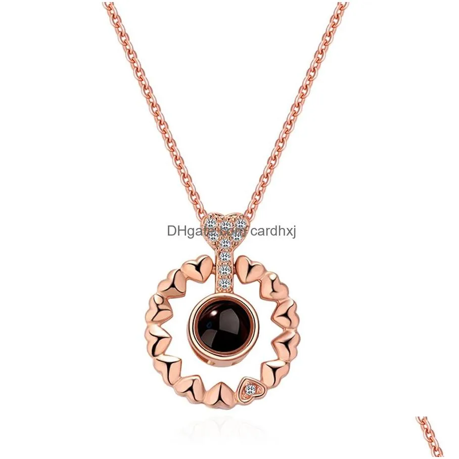  arrival rose gold silver 100 languages i love you projection pendant necklace romantic love memory wedding necklace for