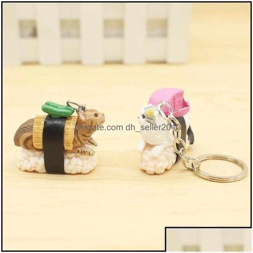 Pendants Creative Cat Sushi Keychain Key Rings Handbag Hanging Pendants Phone Charms Chain Gift For Kids 5034 Q2 Drop Delivery Home