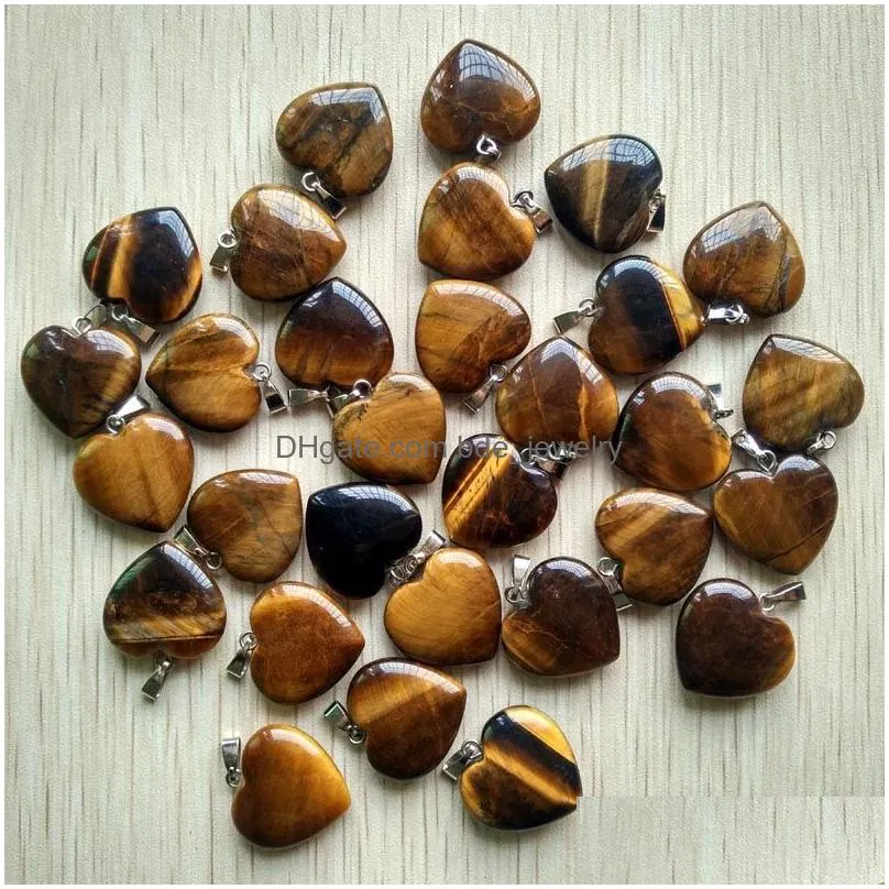 natural stone 20mm heart love tigers eye rose quartz opal pendant gem agates fit earrings necklace making assorted