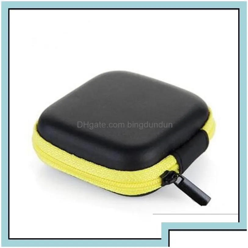 storage boxes bins headphone case pu leather earbuds pouch mini zipper box protective fingertip gyro earphone bags eva earphones b