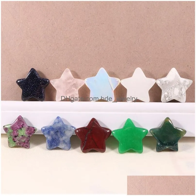 20mm random color mini star statue natural stone carving home decoration crystal polishing gem healing jewelry