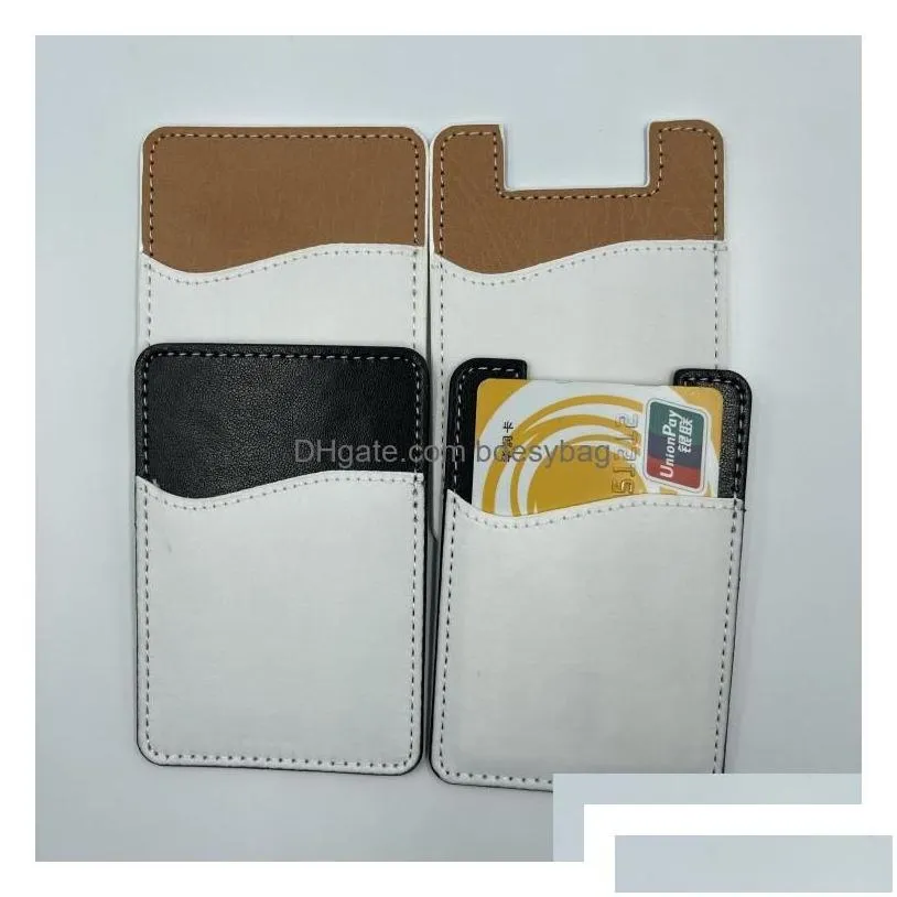Sublimation Blanks Blank Phone Card Holder Pu Leather Mobile Wallet Adhesive Cell Phones Credit Cards Sleeves Stick On Po Dhmy8