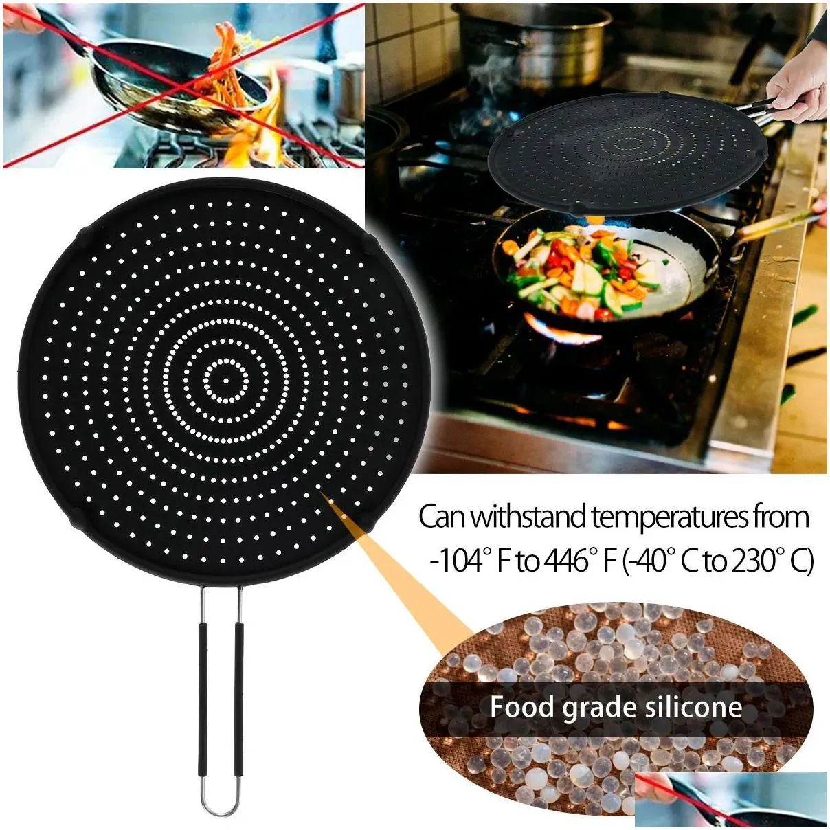silicone splatter screen frying pan cover heat insulation splatter screen cooking tool oil splash guard kitchen accessories