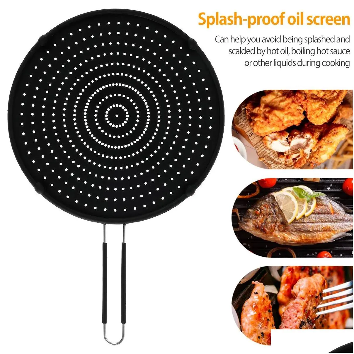 silicone splatter screen frying pan cover heat insulation splatter screen cooking tool oil splash guard kitchen accessories