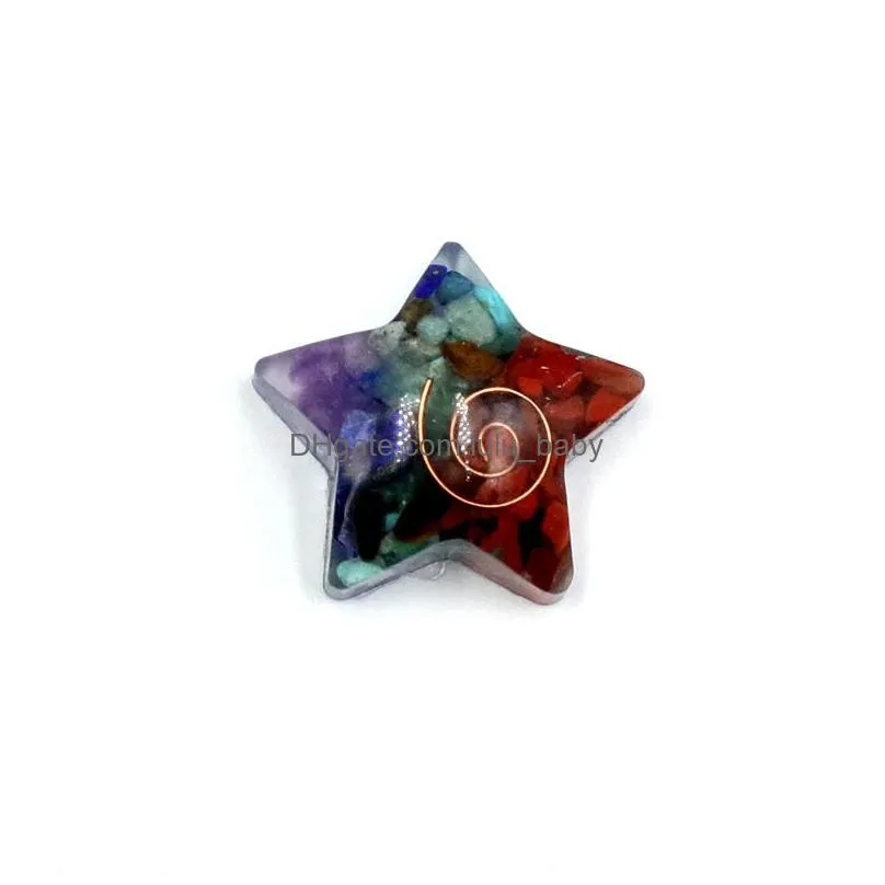 resin chakra stone carving sun moon star shape crystal healing meditation decoration ornaments crafts