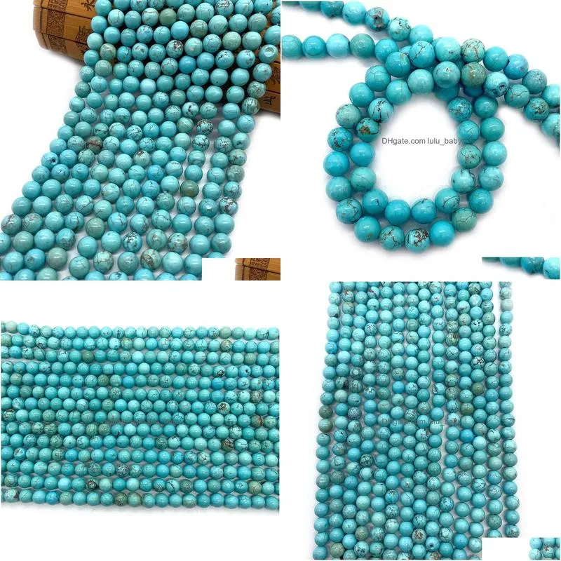 natural stones 6mm 8mm 10mm loose turquoise stone beads string diy bracelet accessories wholesale jewelry making