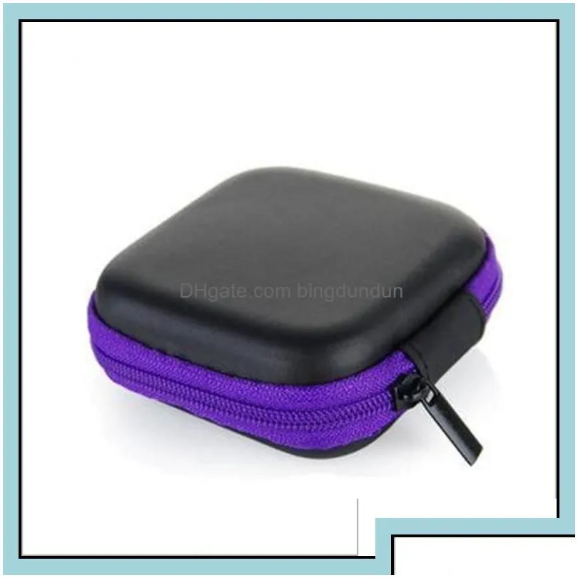 storage boxes bins headphone case pu leather earbuds pouch mini zipper box protective fingertip gyro earphone bags eva earphones b