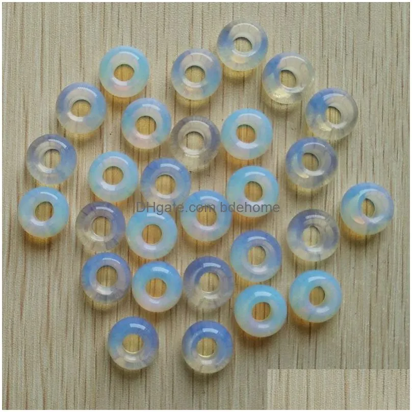 natural crystal round big hole beads charms quartz turquoise opal pendant diy for bracelet necklace earrings jewelry making