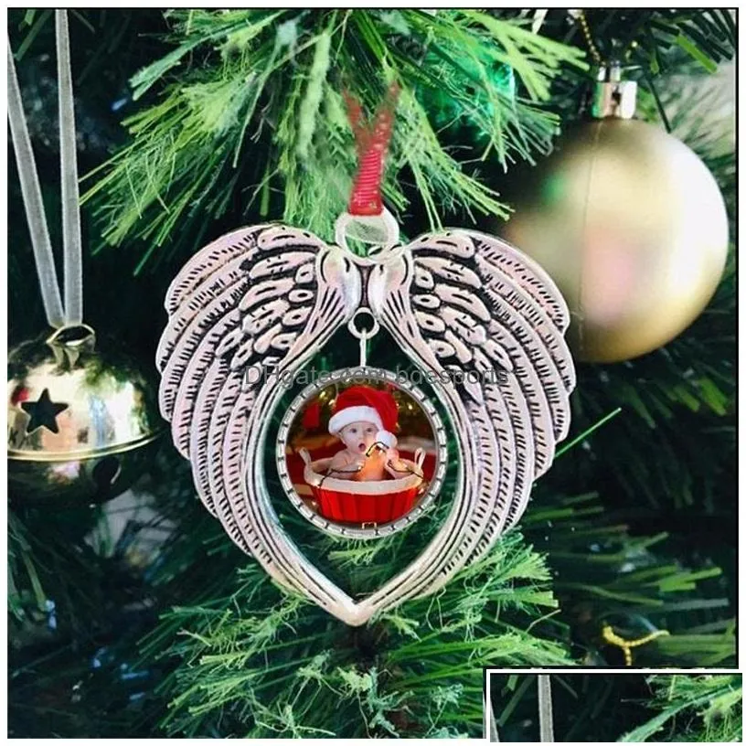 Christmas Decorations Sublimation Blanks Christmas Ornament Decorations Angel Wings Shape Blank Add Your Own Image And Background Yj