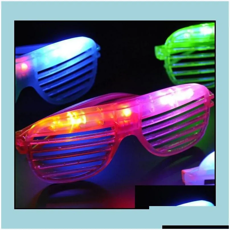 Other Festive Party Supplies Fashion Led Light Glasses Flashing Shutters Shape Flash Sunglasses Dances Festival Decoration Drop De