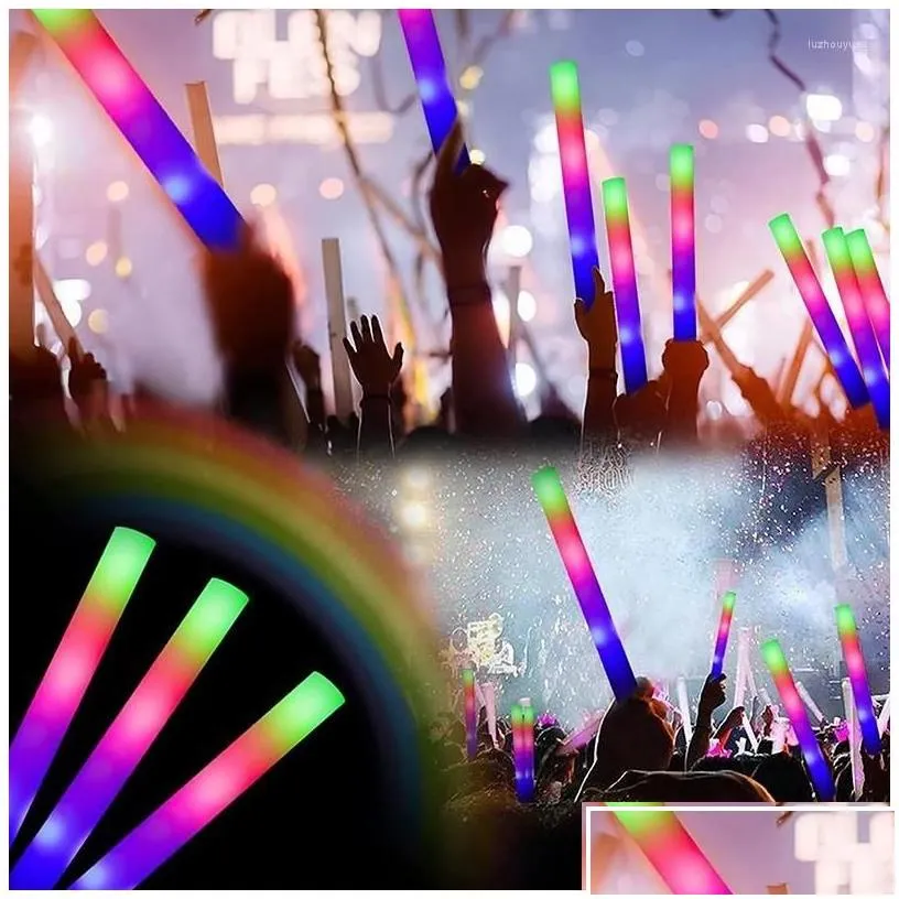 party decoration 12/15/30/60pcs cheer tube stick glow sticks dark light for bk colorf wedding foam rgb led drop delivery home garden