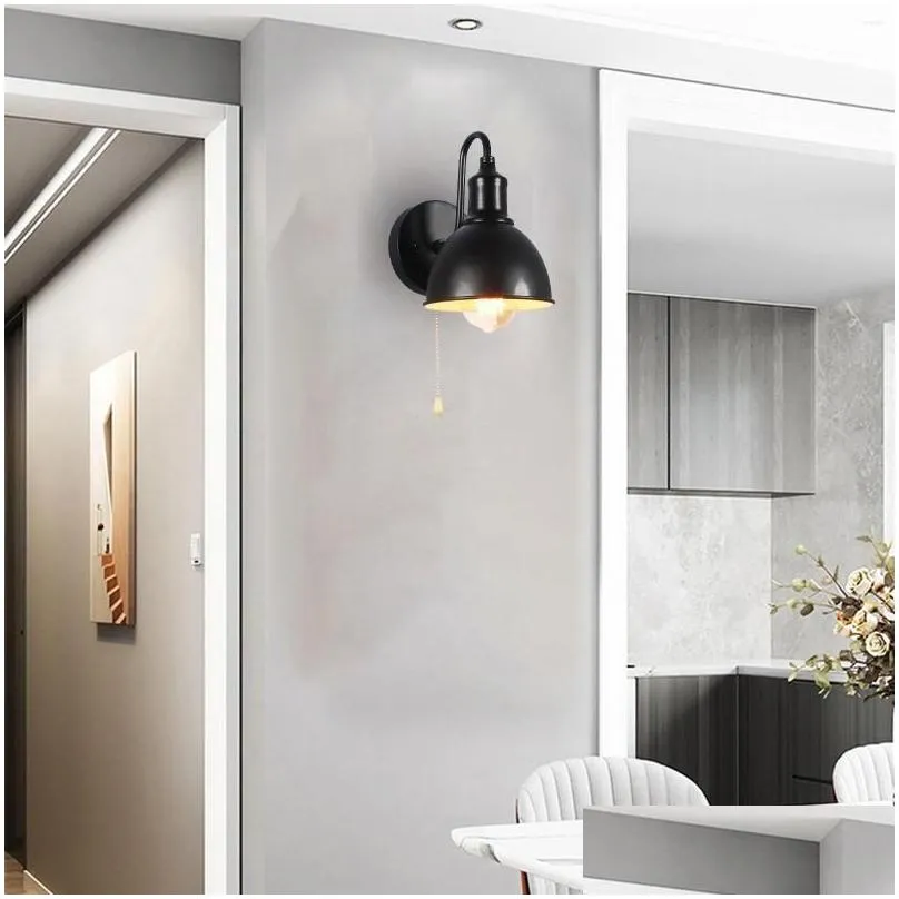 wall lamp light sconce mount fixtures bedside pull chain switch industrial for restaurant