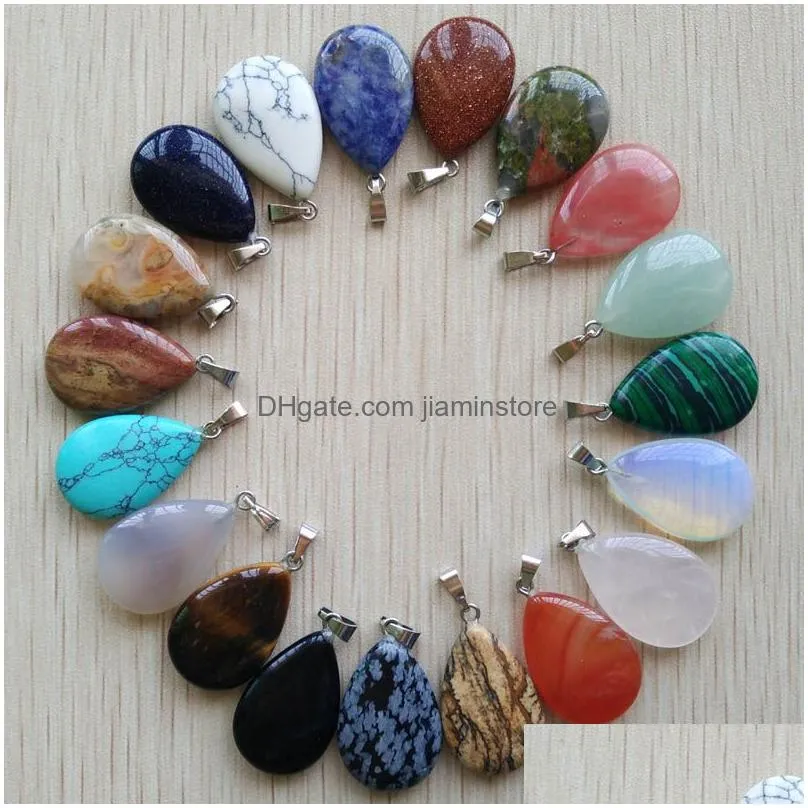 natural stone charms water drop tigers eye rose quartz opal pendant pendants chakras gem stone fit earrings necklace making