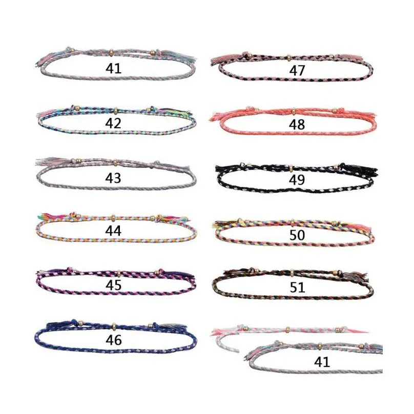 52colors handmade woven braided rope friendship bracelet beach bohemian polyester thread weave string bracelets for women men christmas gift