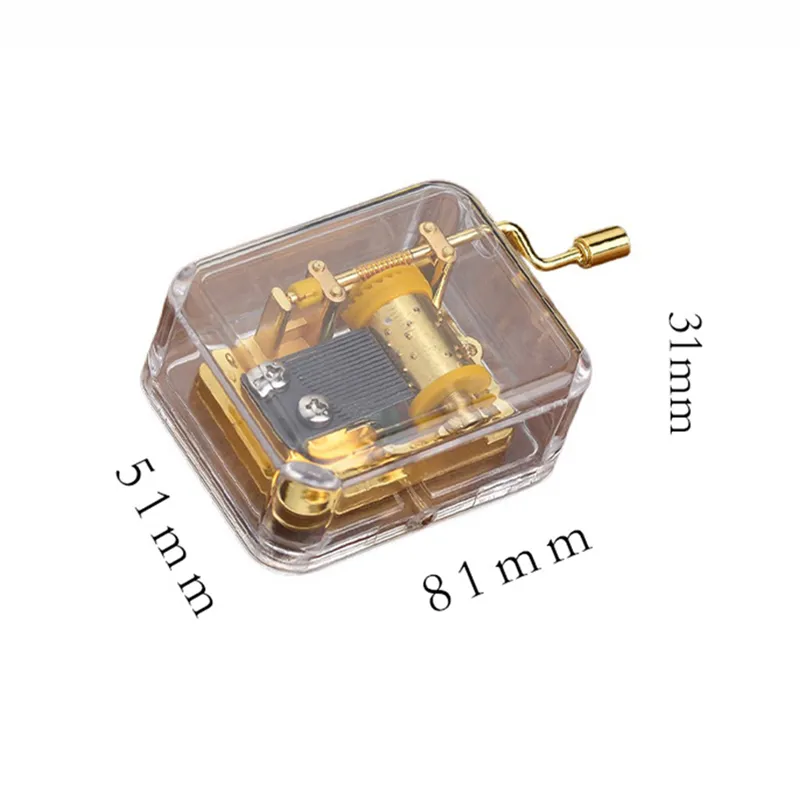 Musical Box Acrylic Hand Novelty Items Crank Music Box Golden Movement Melody Castle in the Sky
