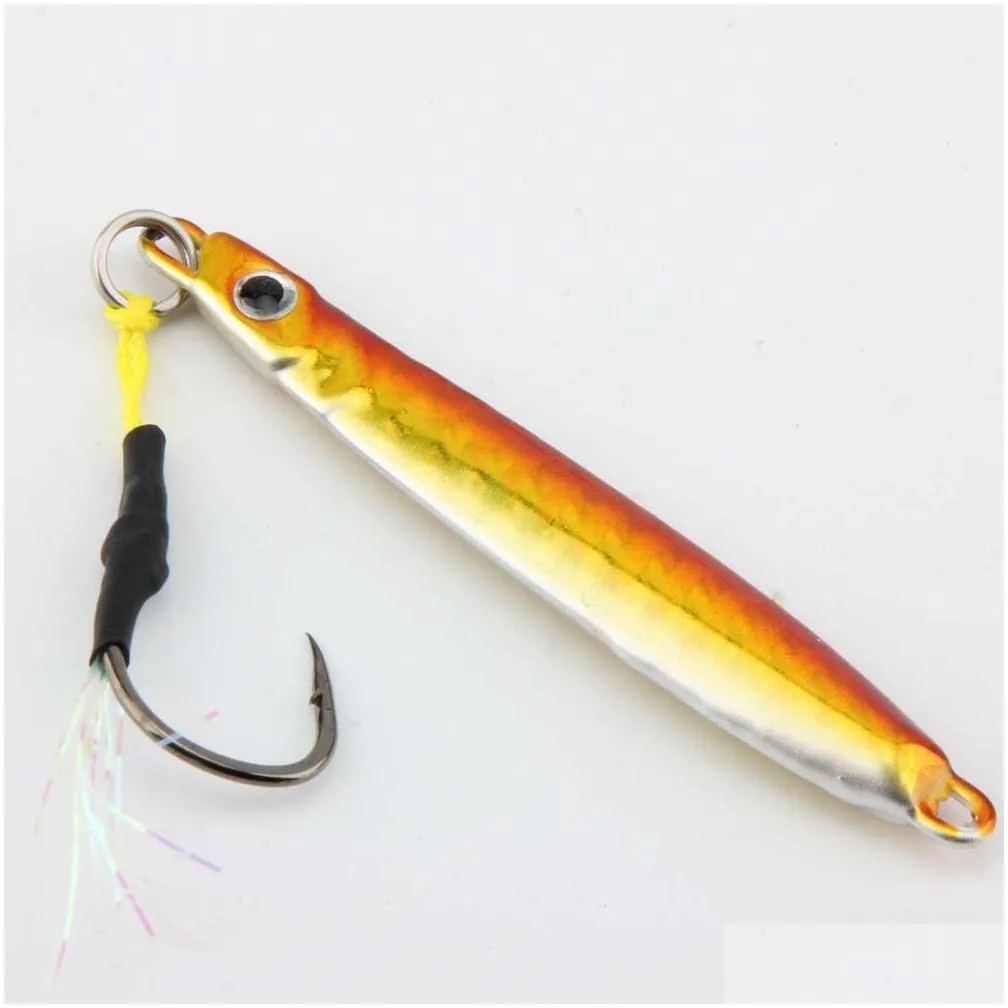 rosewood 10pcs/lot 7g 14g metal fishing lure 4 colors metal jig lure hard jigbait spinner jigging lure sinking bait