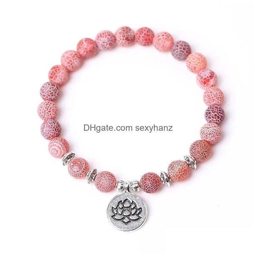 7 chakra 8mm red weathered agate stone beaded strand bracelet round beads bracelets healing energy yoga bracelet for men women jewelry