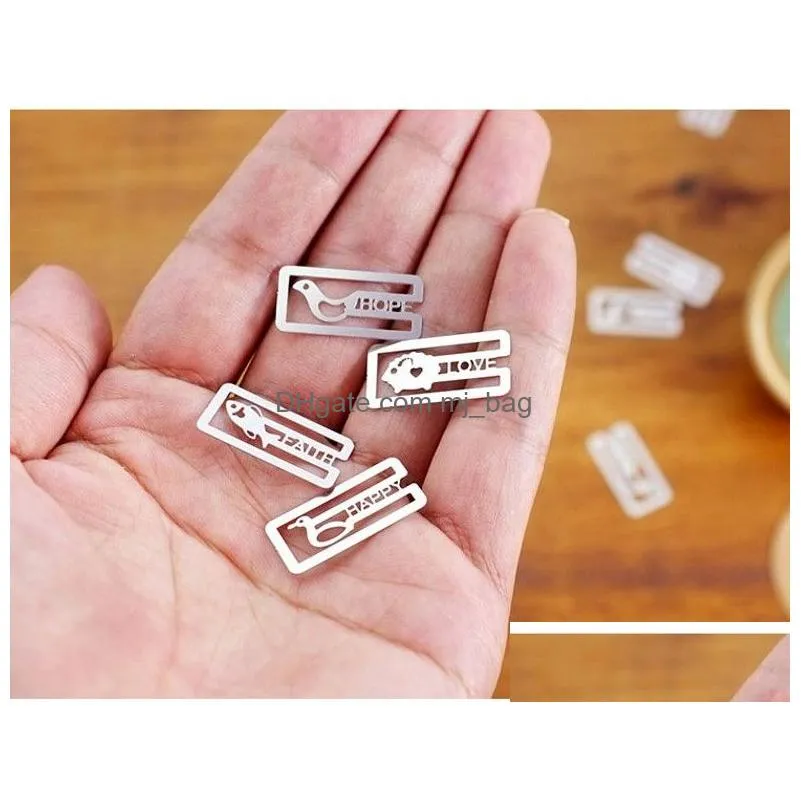 wholesale- 18 styles 20 piecesmini metal bookmark clips cute cartoon animal plated sliver bookmarks stationery gift book line