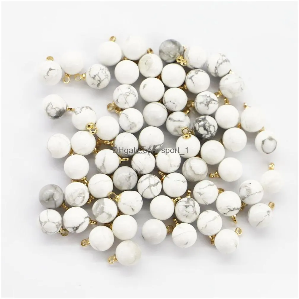 8mm 10mm natural stone multicolor ball shape charms gold for necklace earrings pendant diy fashion jewelry making