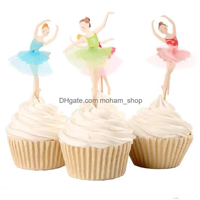  graceful ballerina cupcake topper dancer cake topper cake accessory girl birthday party supplies 120pcs/lot