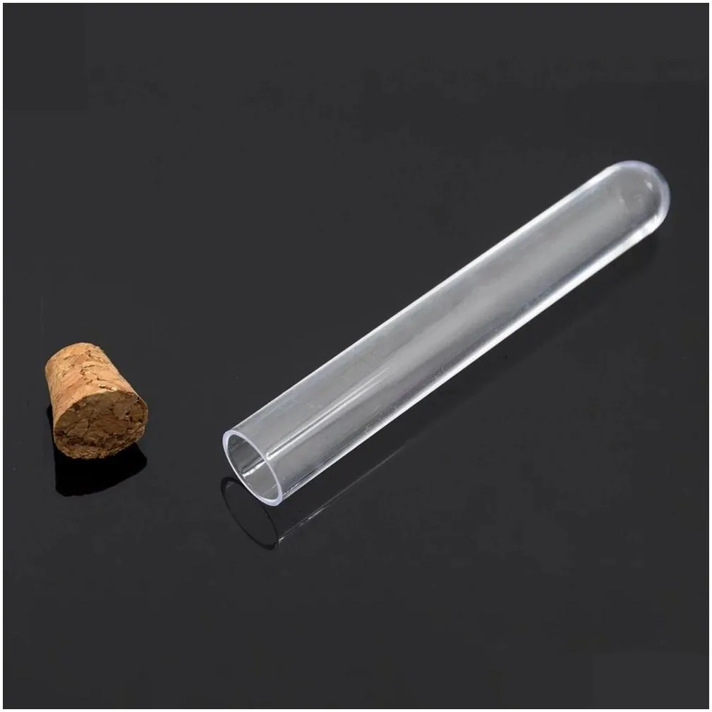 plastic test tube bottle with cork flat bottom transparent lab empty scented tea drink candy storage tubes