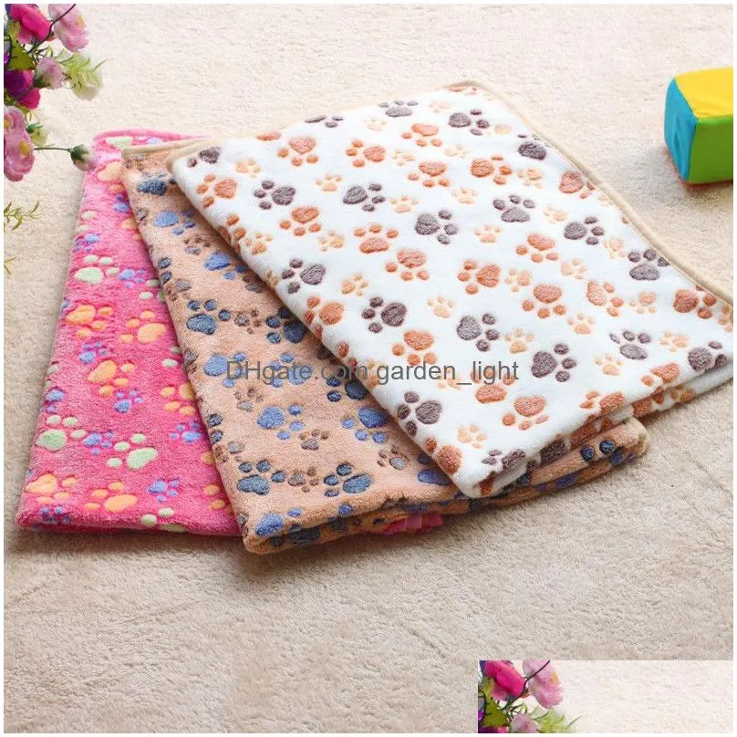 pets winter blanket floral pet sleep warm paw print towel dog cat puppy fleece soft dog blanket multi-size