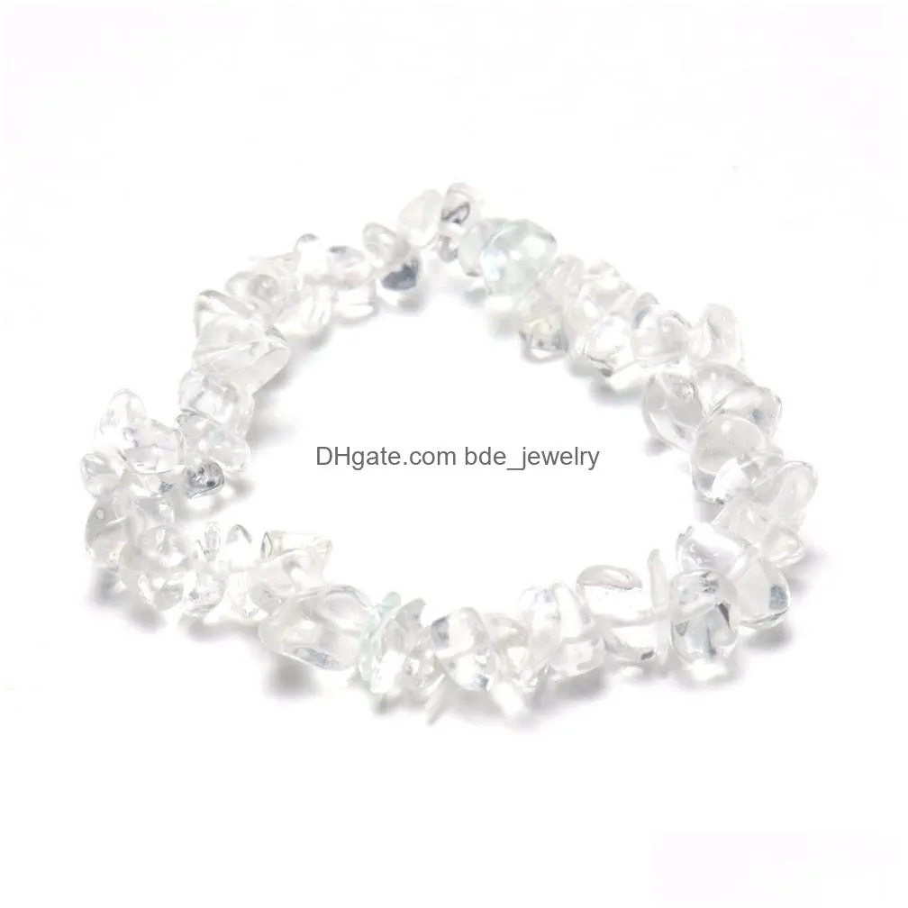 natural gem stone strand bracelet irregular broken crystal stretch chip beads nuggets bracelets bangles quartz wristband for women